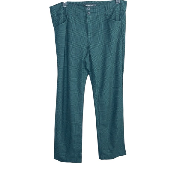 Studio By Torrid 20 R Glen Plaid Green Trouser Straight Ponte Pants Plus Holiday - Picture 4 of 7
